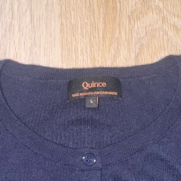 Quince 100% Mongolian Cashmere Navy Blue Ribbed Henley Sweater - Size Large - Picture 3 of 9